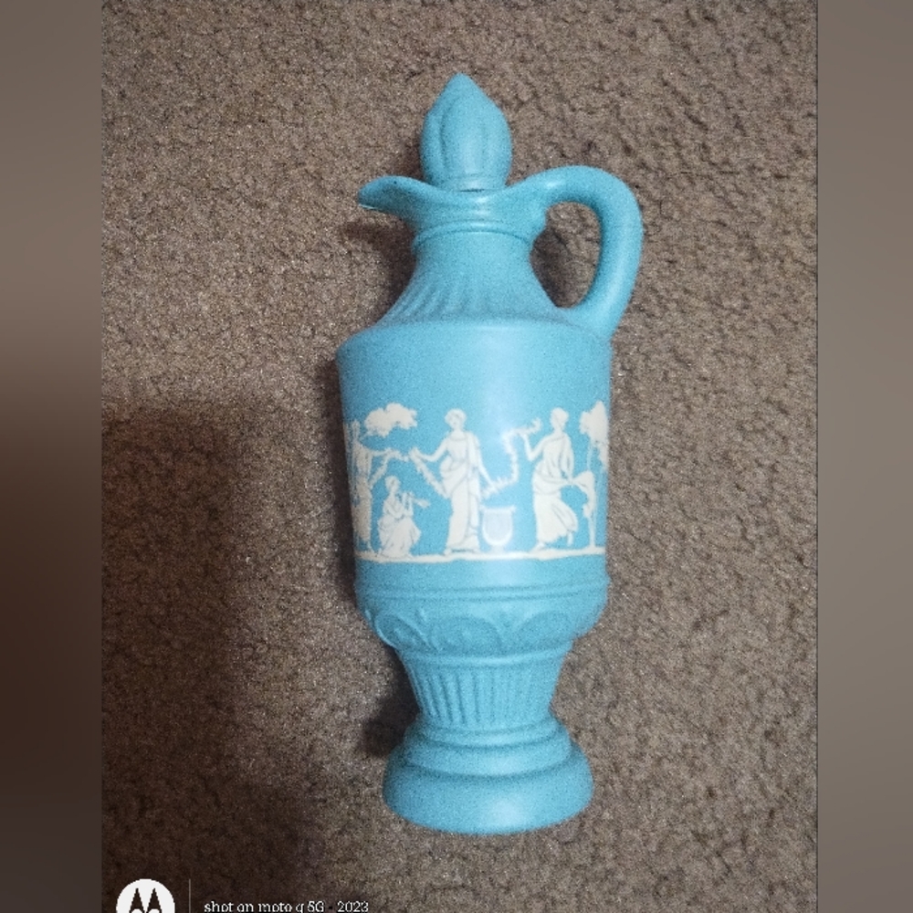 Vintage 1979 Avon Blue Wedgewood Jasperware Style Cologne Decanter - Collectible